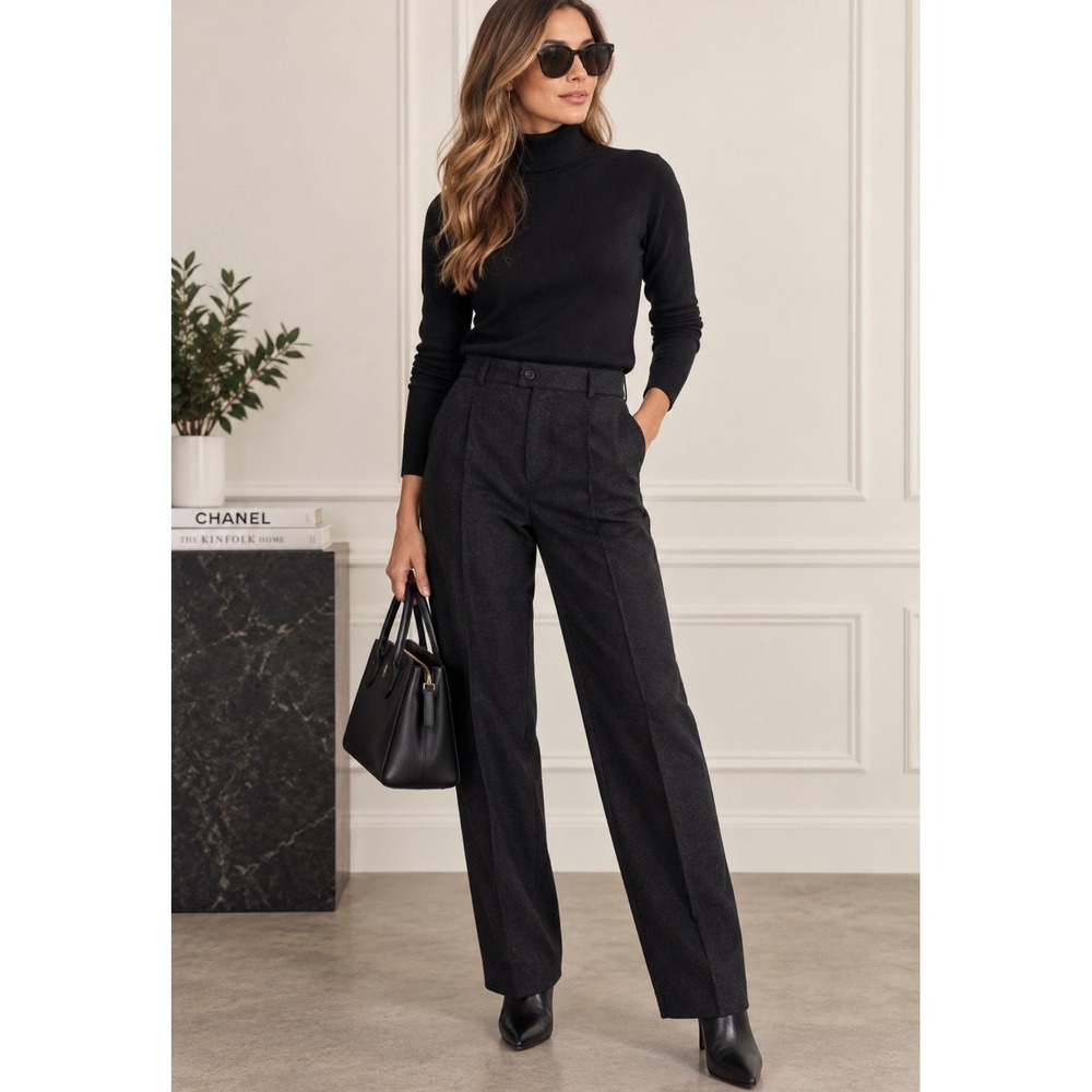 Saint Laurent Rive Gauche Vintage Wool Cashmere Pleated Trousers Gray FR 42
